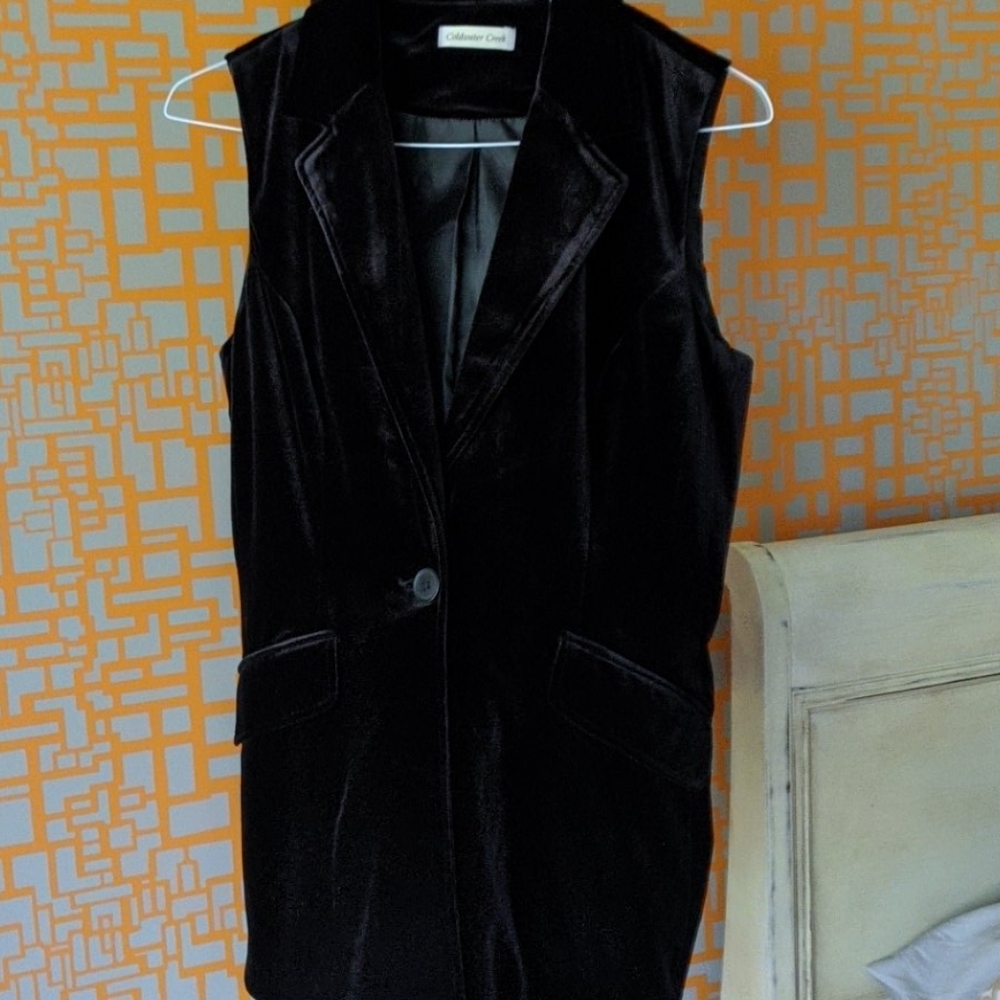 Long black velvet riding vest